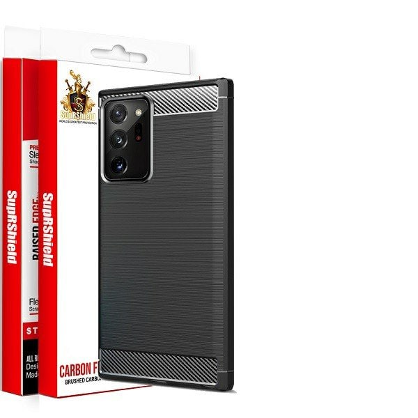 For Samsung Galaxy Note 20 Ultra SupRShield Shockproof Heavy Duty Rugged Matte Carbon Fiber Case Cover (Black)