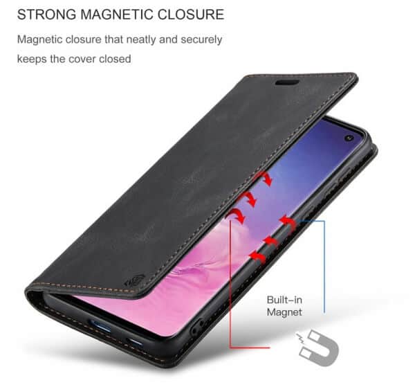 For Samsung Galaxy S10, S10+ S10 Plus SupRShield Case RFID Blocking Retro Flip Premium Leather Card Holder Wallet Cover