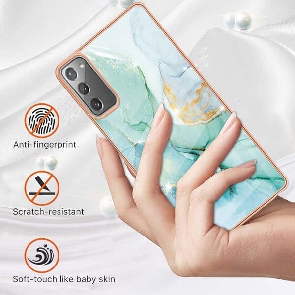 For Samsung Galaxy S20 FE Case Hard back Marble Pattern Slim Design Enhanced Camera and Screen Protection Girls and Women Cover (Green)