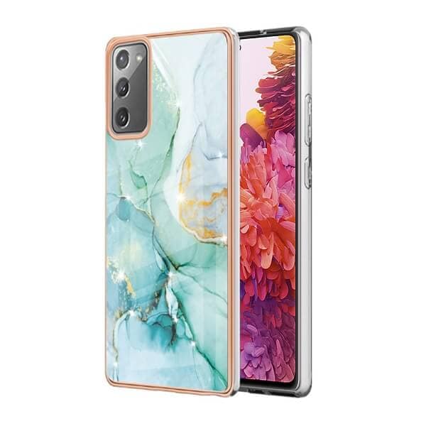For Samsung Galaxy S20 FE Case Hard back Marble Pattern Slim Design Enhanced Camera and Screen Protection Girls and Women Cover (Green)