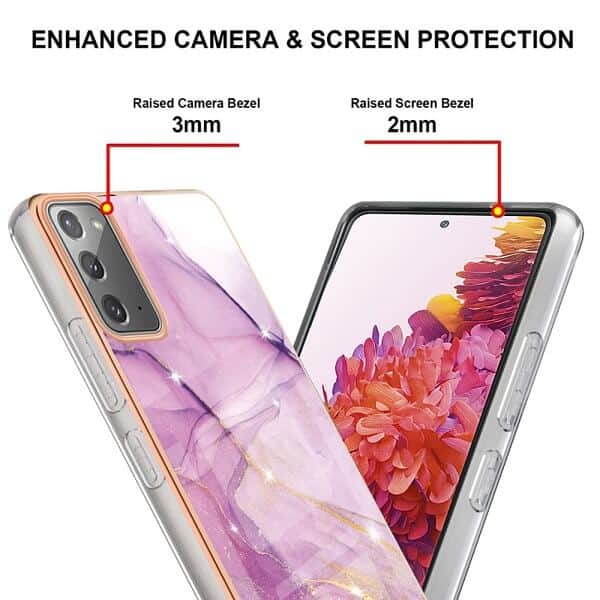For Samsung Galaxy S20 FE Case Hard back Marble Pattern Slim Design Enhanced Camera and Screen Protection Girls and Women Cover (Purple)