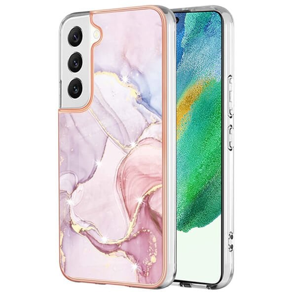 For Samsung Galaxy S21 FE Case Hard back Marble Pattern Slim Design Enhanced Camera and Screen Protection Girls and Women Cover (Rose Gold)