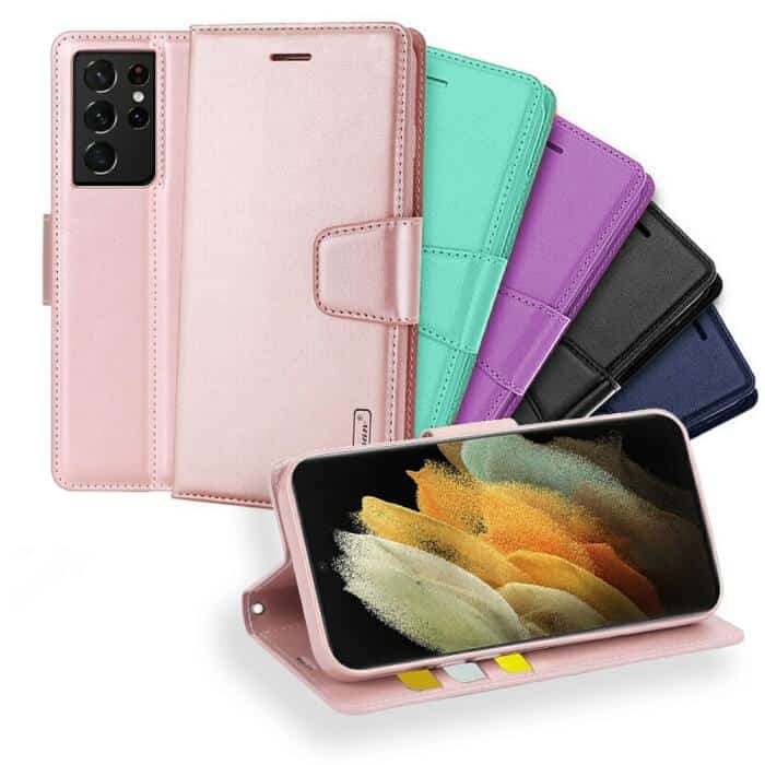 For Samsung Galaxy S21 Ultra Hanman Wallet Case Flip Leather Card Slots Magnetic Stand Cover