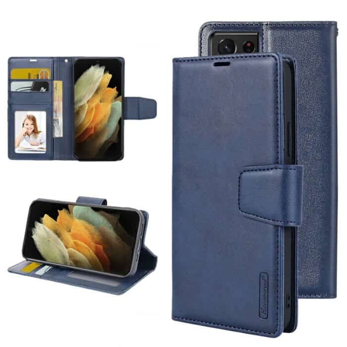 For Samsung Galaxy S21 Ultra Hanman Wallet Case Flip Leather Card Slots Magnetic Stand Cover