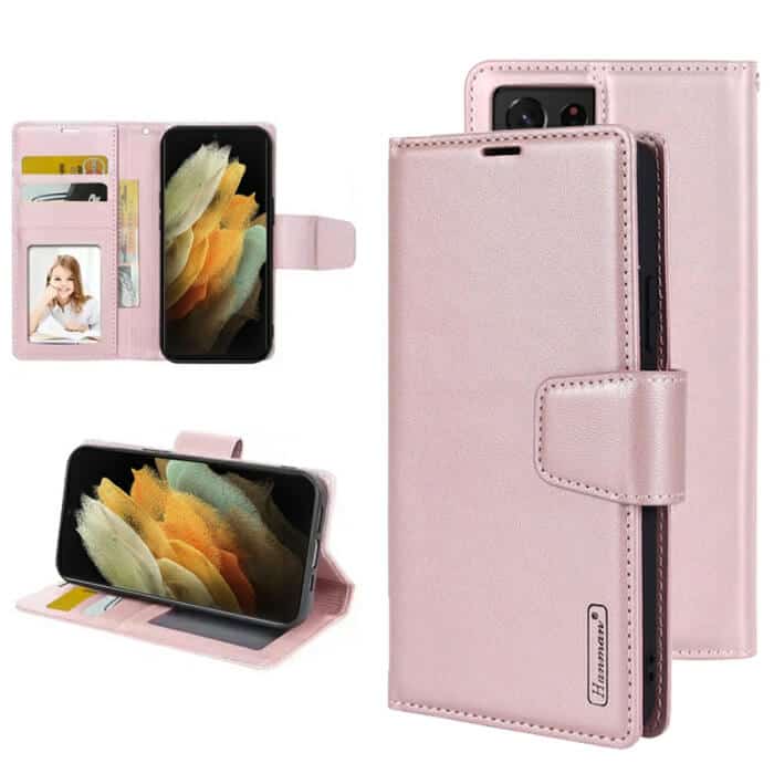 For Samsung Galaxy S21 Ultra Hanman Wallet Case Flip Leather Card Slots Magnetic Stand Cover