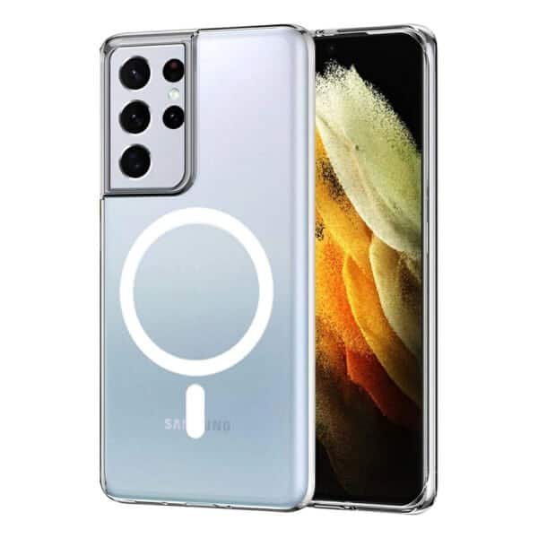 For Samsung Galaxy S21 Ultra MagSafe Magnetic Case with HaloLock Shockproof Scratch Resistant Back Clear Protective Cover