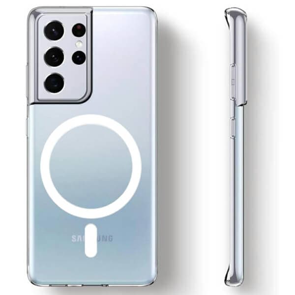 For Samsung Galaxy S21 Ultra MagSafe Magnetic Case with HaloLock Shockproof Scratch Resistant Back Clear Protective Cover