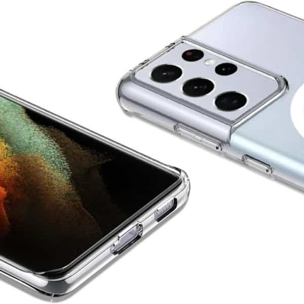 For Samsung Galaxy S21 Ultra MagSafe Magnetic Case with HaloLock Shockproof Scratch Resistant Back Clear Protective Cover