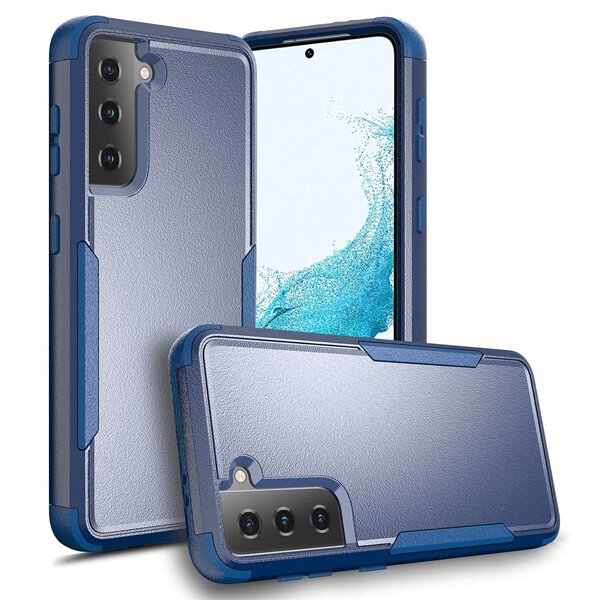 For Samsung Galaxy S22 5G 3in1 Case Drop Resistant Defender Tradies Hybrid Armor Heavy Duty Rugged Shockproof Tough Cover (Navy Blue)