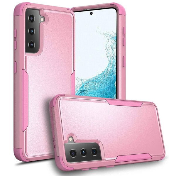 For Samsung Galaxy S22 5G 3in1 Case Drop Resistant Defender Tradies Hybrid Armor Heavy Duty Rugged Shockproof Tough Cover (Rose Gold)