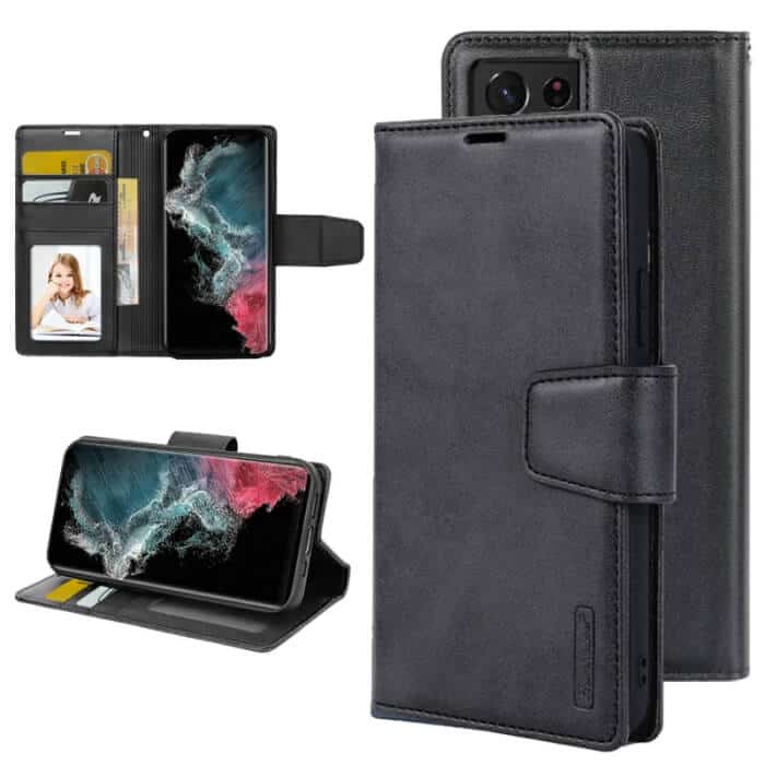 For Samsung Galaxy S22 Ultra Hanman Wallet Case Flip Leather Card Slots Magnetic Stand Cover