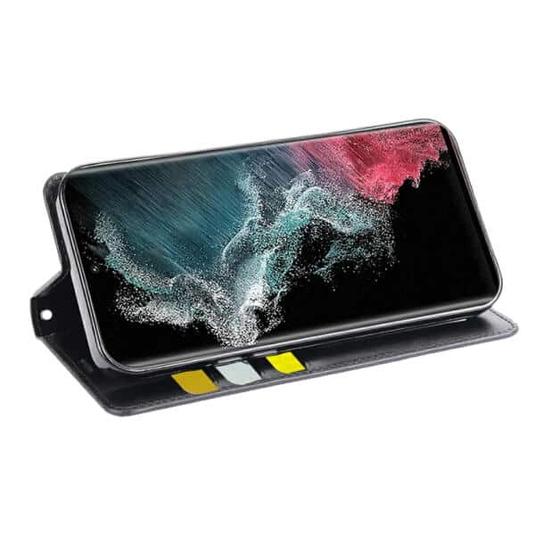 For Samsung Galaxy S22 Ultra Hanman Wallet Case Flip Leather Card Slots Magnetic Stand Cover