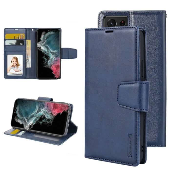 For Samsung Galaxy S22 Ultra Hanman Wallet Case Flip Leather Card Slots Magnetic Stand Cover