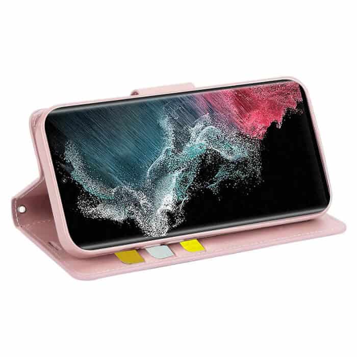 For Samsung Galaxy S22 Ultra Hanman Wallet Case Flip Leather Card Slots Magnetic Stand Cover