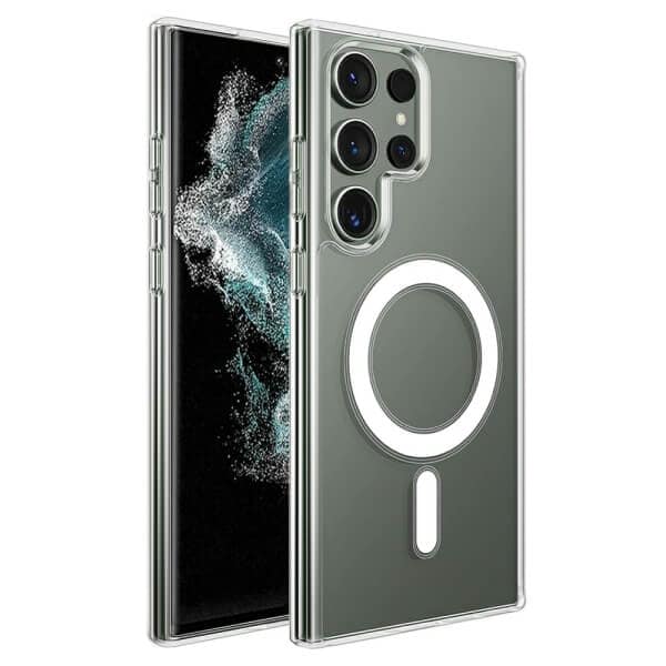 For Samsung Galaxy S22 Ultra MagSafe Magnetic Case with HaloLock Shockproof Scratch Resistant Back Clear Protective Cover