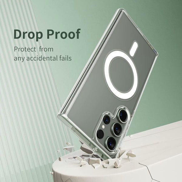For Samsung Galaxy S22 Ultra MagSafe Magnetic Case with HaloLock Shockproof Scratch Resistant Back Clear Protective Cover