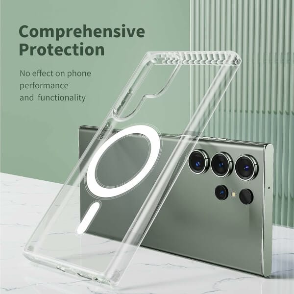 For Samsung Galaxy S22 Ultra MagSafe Magnetic Case with HaloLock Shockproof Scratch Resistant Back Clear Protective Cover