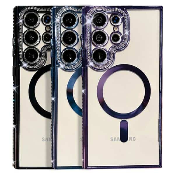 For Samsung Galaxy S22S22+S22 Ultra Case, MagSafe Magnetic Diamond Rhinestone Glitter Crystal Bling Shockproof Cover