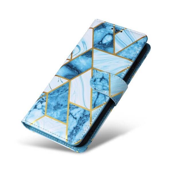 For Samsung Galaxy S23 Case Fashion Marble Painting Pattern Flip Wallet Case Leather Card Slots Stand Cover (Blue Gilding)