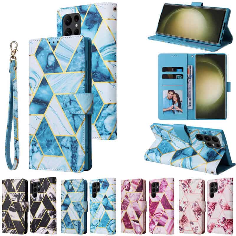 For Samsung Galaxy S23 S23+ S23 Plus S23 Ultra Case Fashion Marble Painting Pattern Flip Wallet Case Leather Card Slots Stand Cover