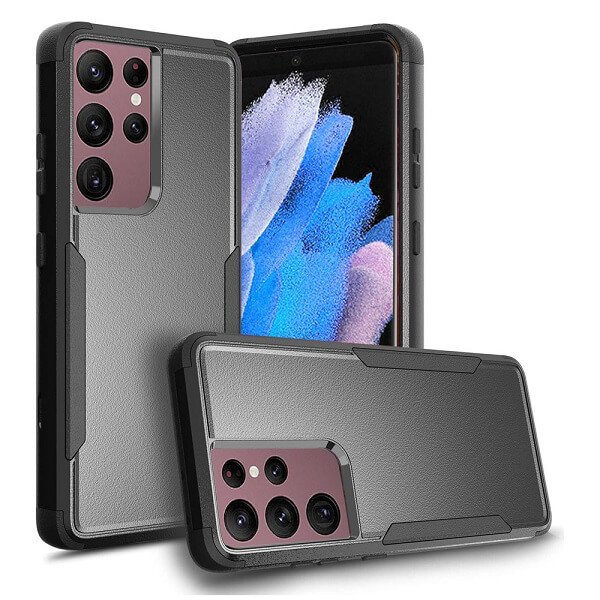 For Samsung Galaxy S23 Ultra 3in1 Case Drop Resistant Defender Tradies Hybrid Armor Heavy Duty Rugged Shockproof Tough Cover (Black)