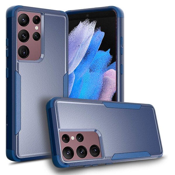 For Samsung Galaxy S23 Ultra 3in1 Case Drop Resistant Defender Tradies Hybrid Armor Heavy Duty Rugged Shockproof Tough Cover (Navy Blue)