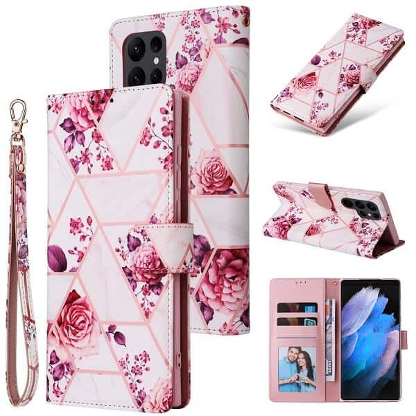 For Samsung Galaxy S24 S25 Ultra Plus Case Fashion Marble Painting Pattern Flip Wallet Leather Card Slots Cover