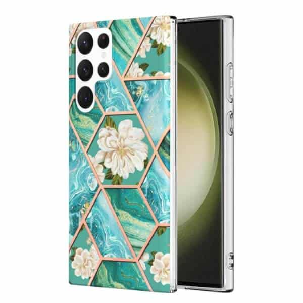 For Samsung Galaxy S23 Ultra Case Hard back Marble Pattern Slim Design Enhanced Camera and Screen Protection Girls and Women Cover (Green)