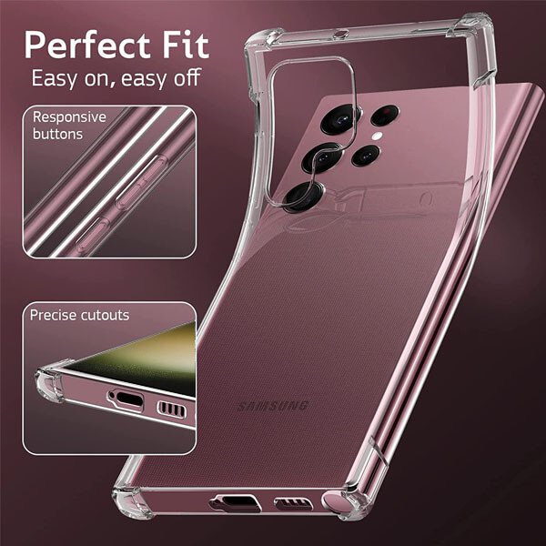 For Samsung Galaxy S23 Ultra Clear Case Shockproof Tough Gel Clear Transparent Air Cushion Cover