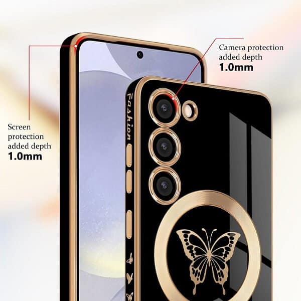 For Samsung Galaxy S24, S24+ S24 Plus Butterfly Design MagSafe Magnetic Case with HaloLock Shockproof Protective Cover