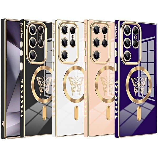For Samsung Galaxy S24, S24+ S24 Plus Butterfly Design MagSafe Magnetic Case with HaloLock Shockproof Protective Cover