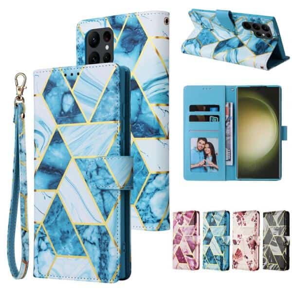 For Samsung Galaxy S24, S24+ S24 Plus & S24 Ultra Case Fashion Marble Painting Pattern Flip Wallet Leather Card Slots Cover