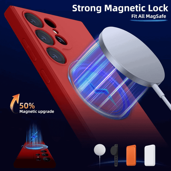 For Samsung Galaxy S24 S25 Ultra Plus FE MagSafe Magnetic Silicone Silky Soft Touch Full Protective Anti Scratch Case Cover