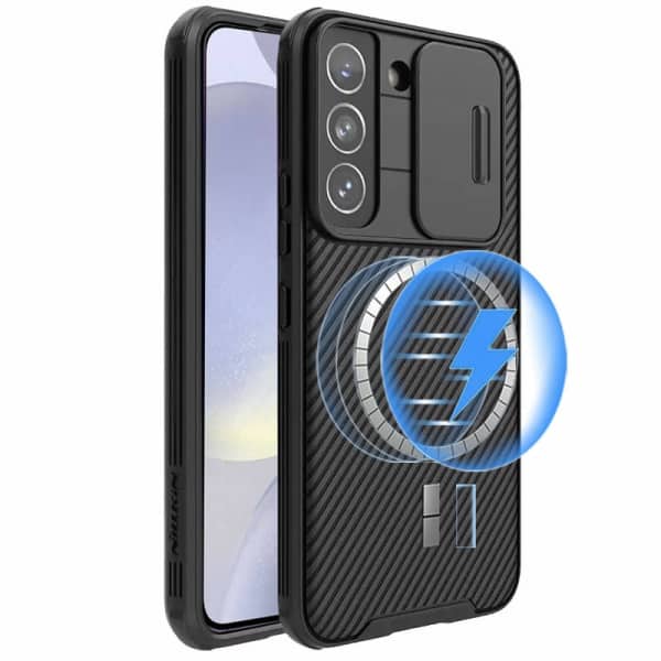 For Samsung Galaxy S24, S24+ S24 Plus & S24 Ultra [Support Magsafe Charger] Nillkin CamShield With Camera Protection Slim Magnetic Shockproof Heavy Duty Cover (Black)