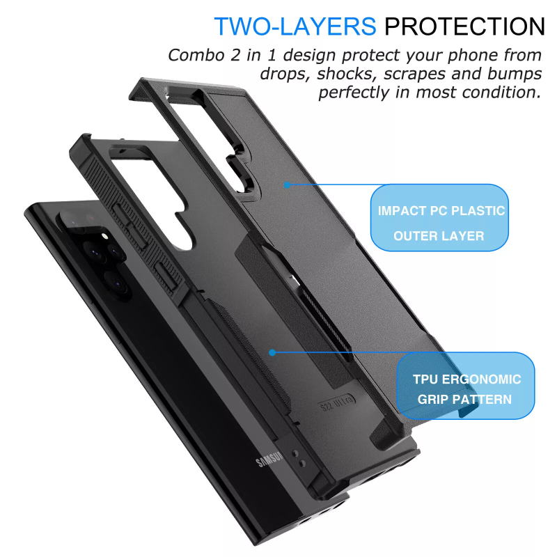 For Samsung Galaxy S24 S25 Ultra Plus 3in1 Case Drop Resistant Defender Tradies Hybrid Armor Heavy Duty Rugged Shockproof Tough Cover