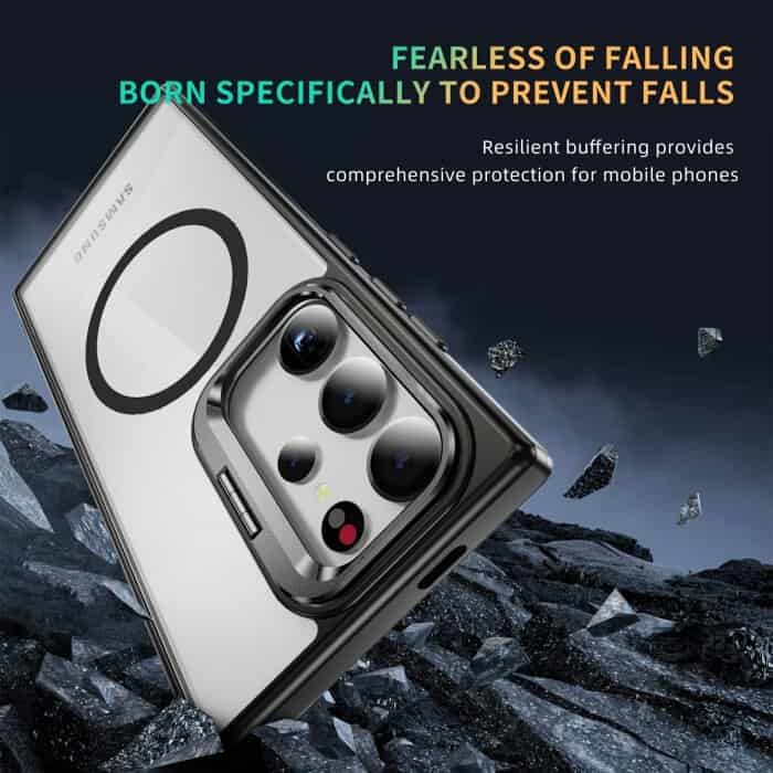 For Samsung Galaxy S24 S25 Ultra Plus Camera Stand Magsafe case Shockproof Case Heavy Duty Protective Back Cover