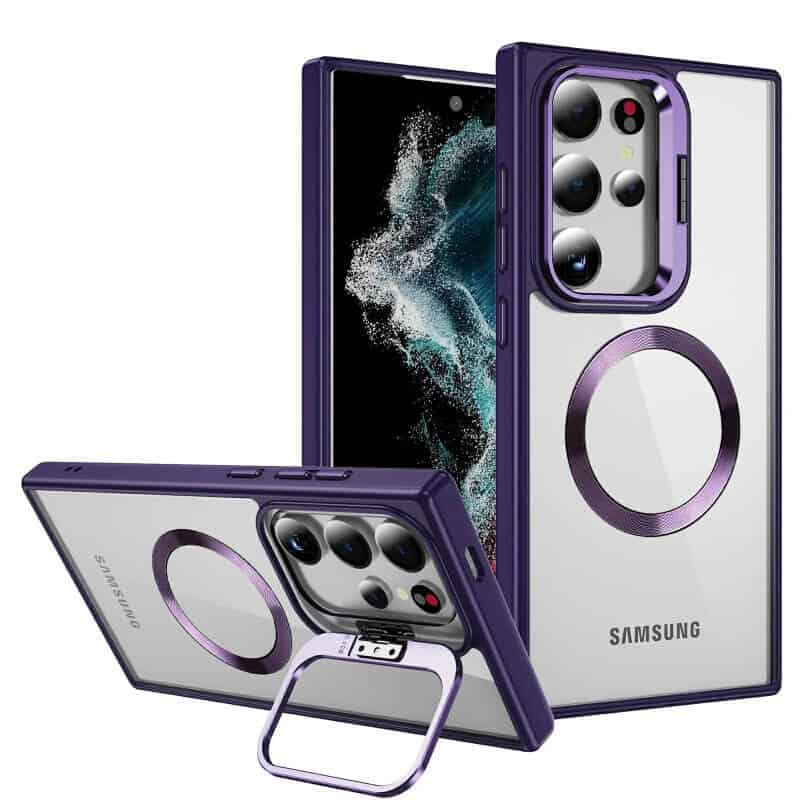 For Samsung Galaxy S24 S25 Ultra Plus Camera Stand Magsafe case Shockproof Case Heavy Duty Protective Back Cover