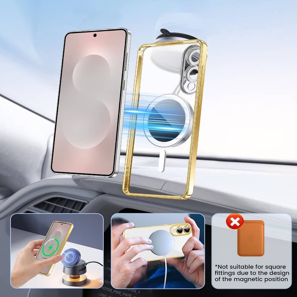 For Samsung Galaxy S24 S25 Ultra Plus FE Edge MagSafe Magnetic Case with HaloLock Shockproof Scratch Resistant Back Clear Protective Cover