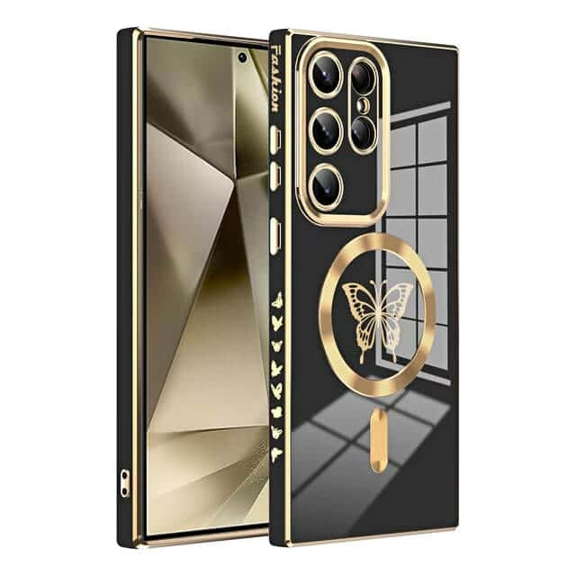 For Samsung Galaxy S24 Ultra, S24+ S24 Plus Butterfly Design MagSafe Magnetic Case with HaloLock Shockproof Protective Cover