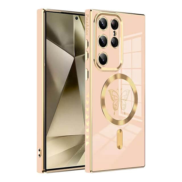 For Samsung Galaxy S24 Ultra, S24+ S24 Plus Butterfly Design MagSafe Magnetic Case with HaloLock Shockproof Protective Cover