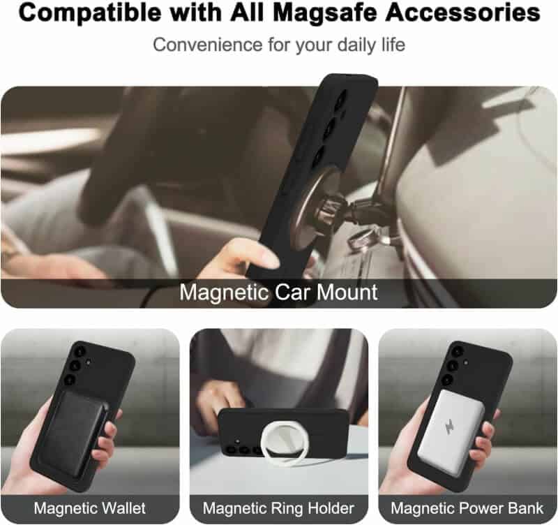 For Samsung Galaxy S24,S24FE, S24+ S24 Plus & S24 Ultra MagSafe Magnetic Silicone Silky Soft Touch Full Protective Anti Scratch Case Cover