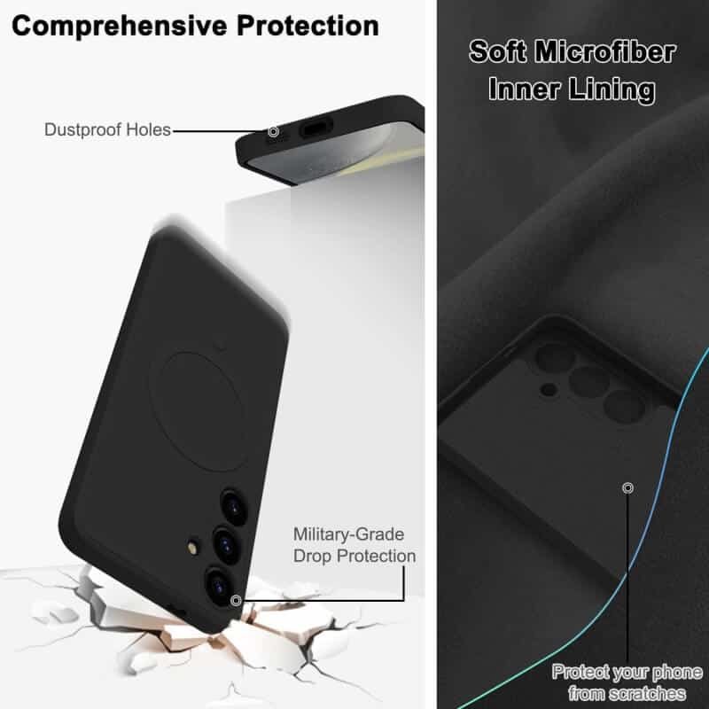 For Samsung Galaxy S24,S24FE, S24+ S24 Plus & S24 Ultra MagSafe Magnetic Silicone Silky Soft Touch Full Protective Anti Scratch Case Cover