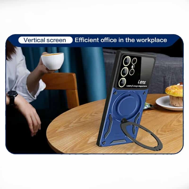 For Samsung Galaxy S24 S25 Ultra Plus MagSafe Magnetic Ring Stand Case Heavy Duty Protective Back Cover