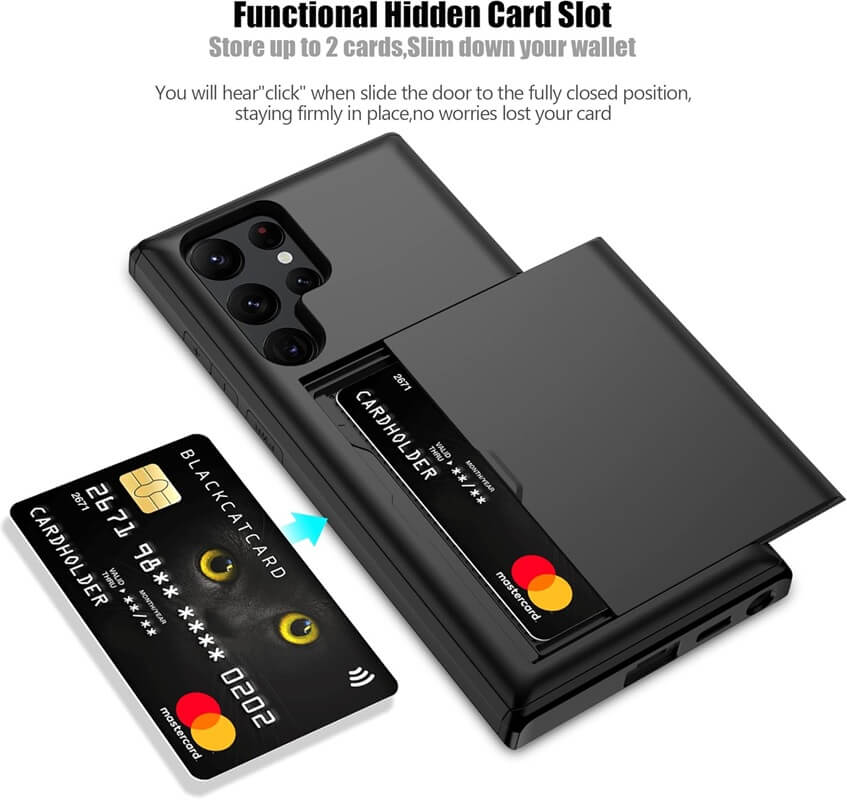 For Samsung Galaxy S25S24 Ultra Plus Slide Armor Card Holder Wallet Protective Shockproof Hard Dual Layer Back Cover