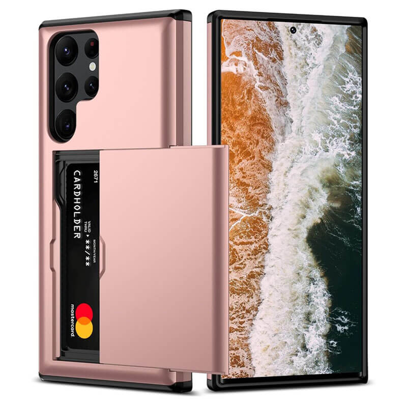 For Samsung Galaxy S25S24 Ultra Plus Slide Armor Card Holder Wallet Protective Shockproof Hard Dual Layer Back Cover