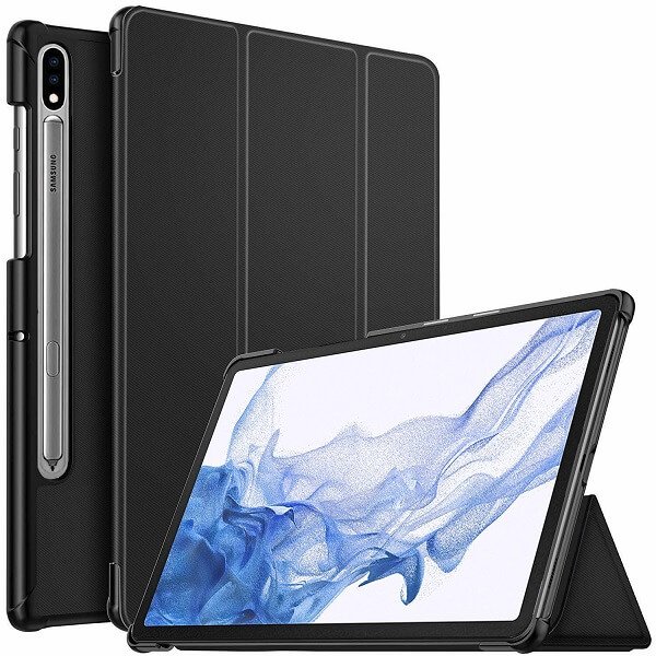 For Samsung Galaxy Tab S8 11.0 X700X706 Folio Smart Leather Magnetic Stand Case Cover (Black)