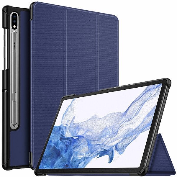 For Samsung Galaxy Tab S8 11.0 X700X706 Folio Smart Leather Magnetic Stand Case Cover (Navy Blue)