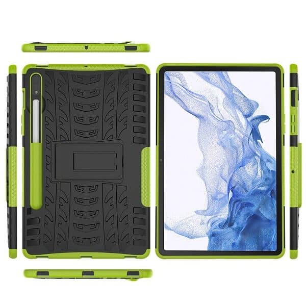 For Samsung Galaxy Tab S8 11.0 X700X706 Heavy Duty Tough Kickstand Strong Case Cover (Green)