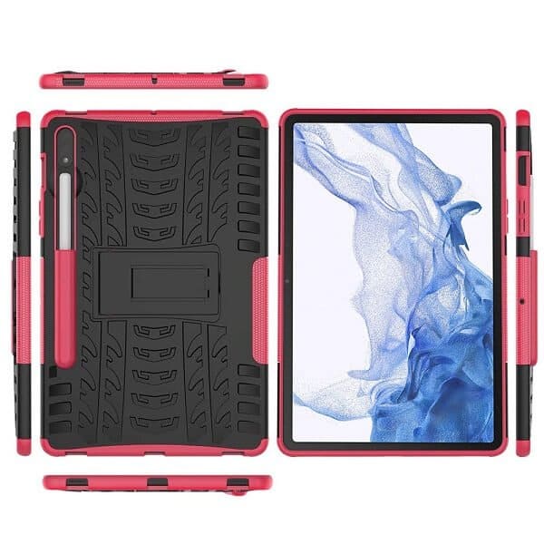 For Samsung Galaxy Tab S8 11.0 X700X706 Heavy Duty Tough Kickstand Strong Case Cover (Pink)