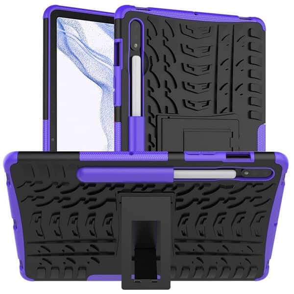 For Samsung Galaxy Tab S8 11.0 X700X706 Heavy Duty Tough Kickstand Strong Case Cover (Purple)